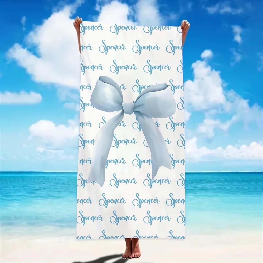 Personalized Big Bow Name Beach Towels For Kids Girls Trip Customize Pool Party Bath Towel With Name Graduation Birthday Gift
