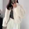 Yangi Mo'ynali Palto Ayollar Qisqa Temperament Yoqali Keng Kundalik Moda Plyush Palto