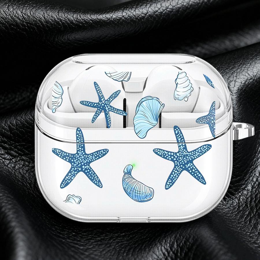 Чехол Ocean Shell Stars для Samsung Galaxy Buds 3 FE 2 2Pro 4Pro Live 4 Pro 3Pro Прозрачный Чехол-Крышка для Наушников с Крючком