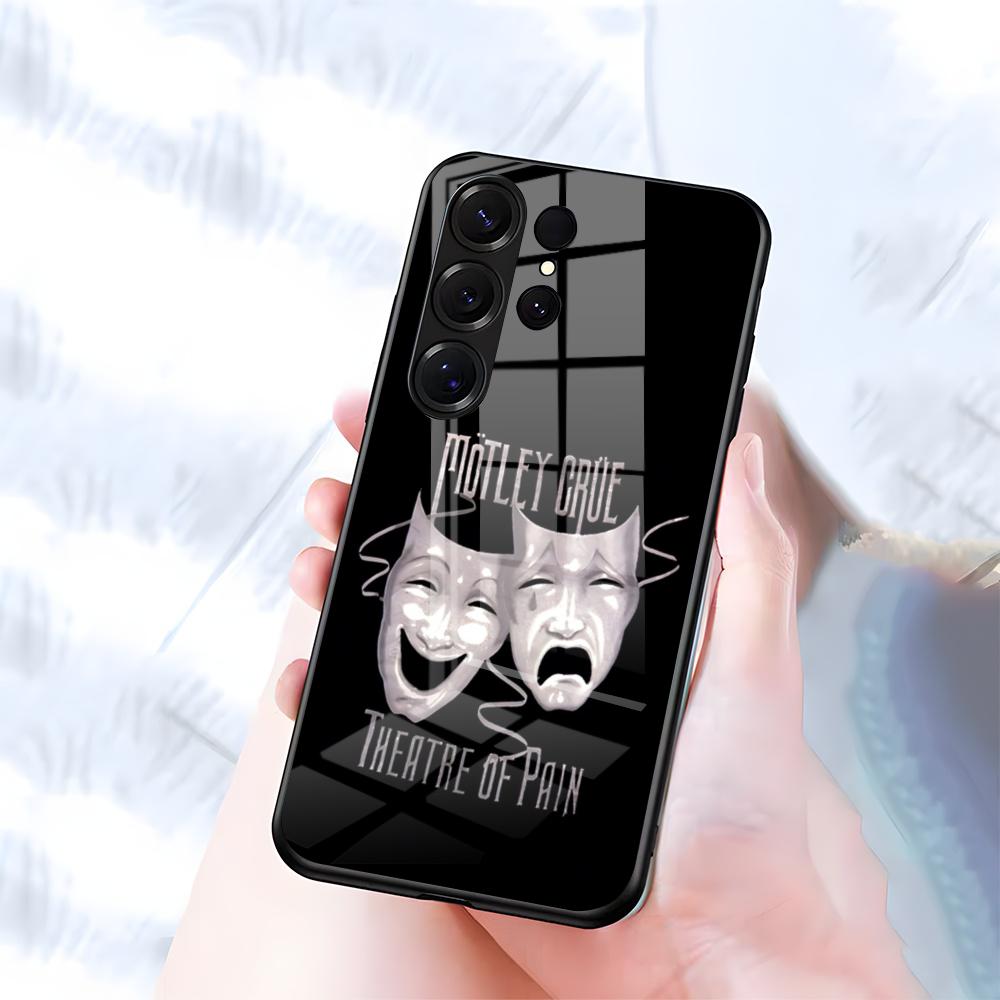 Чехол для телефона M-MotleyS Rock C-CrueS для Samsung S26 S25 S24 FE S23 S22 S21 Plus S20 Ultra Note20Ultra Черная стеклянная крышка