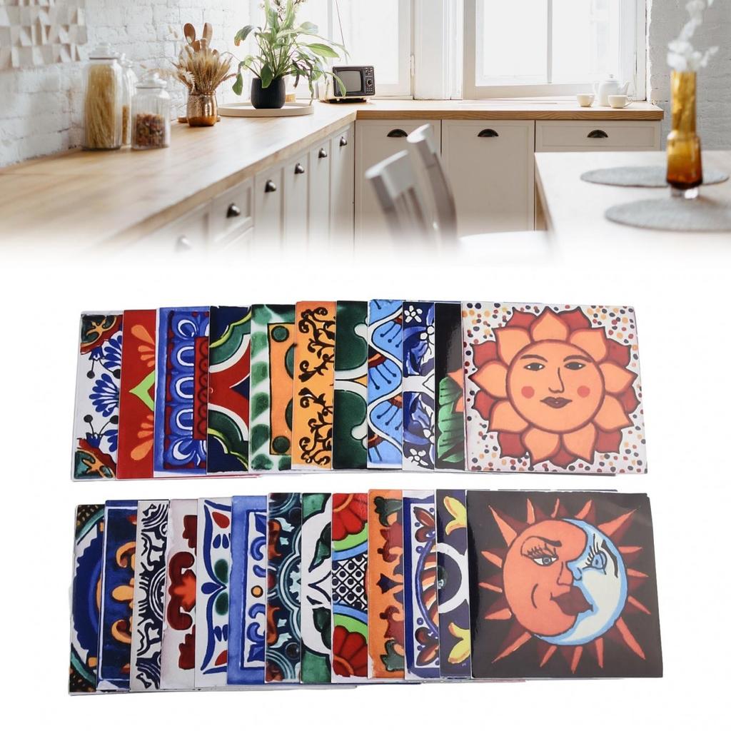 24 шт. Винтажная самоклеящаяся наклейка на стену для ванной комнаты, кухни, водонепроницаемая наклейка на плитку