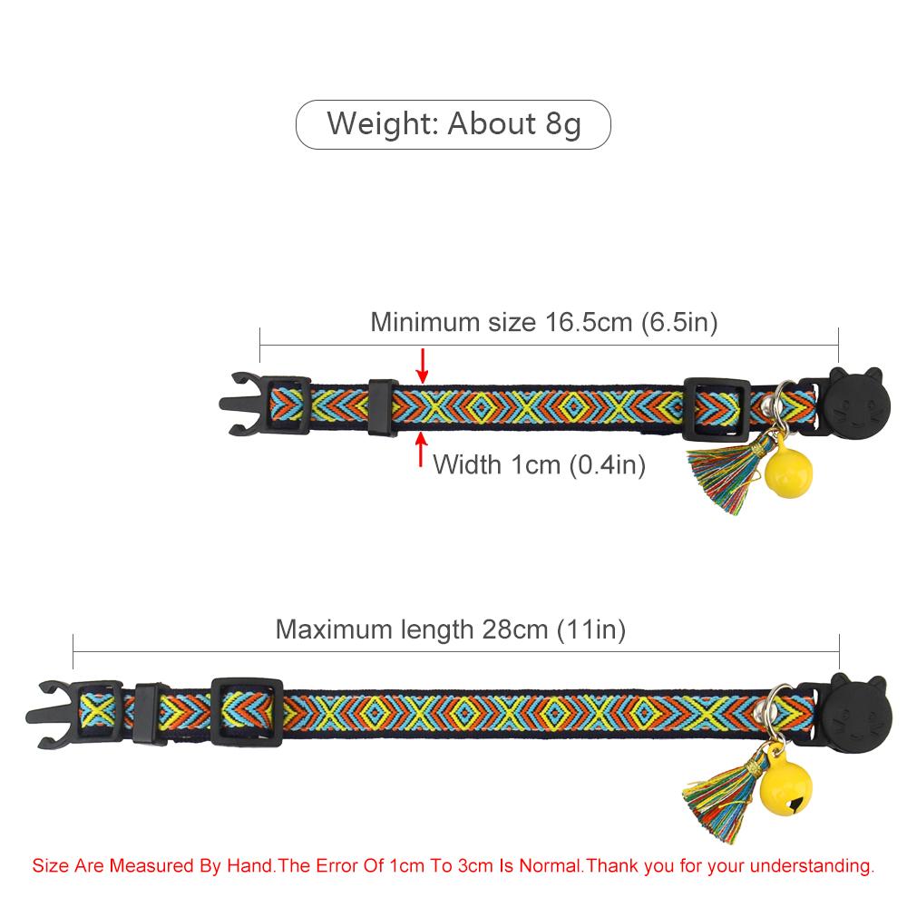 Classic Adjustable Cat Collar, Jacquard Embroidered Plaid Cat Collar with Bells and Floral Pendant Prevent Loss Fits Pet Cats & Puppies