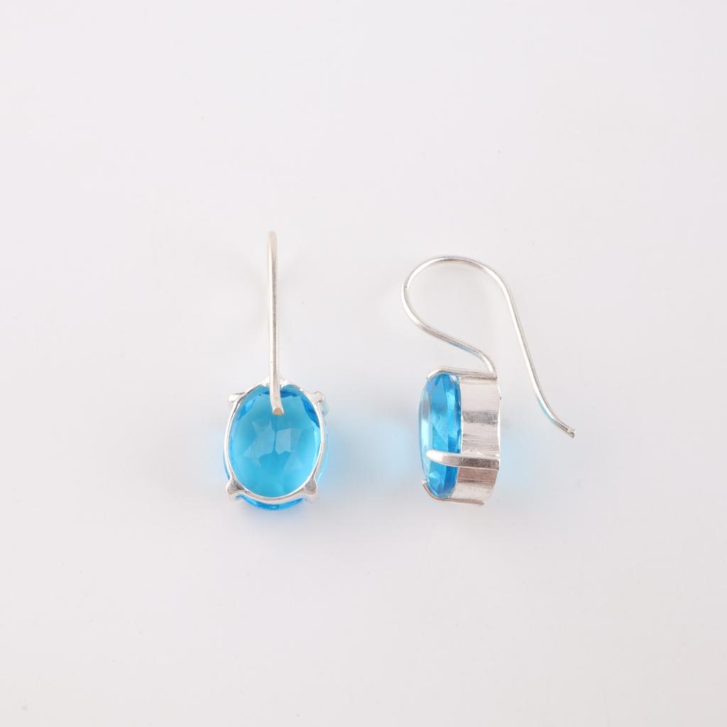 Натуральный швейцарский голубой топаз драгоценный камень 925 стерлинговое серебро ювелирные изделия серьги-крючки 1,05" EE-173-15