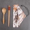Wooden Cutlery Sets With Spoon Fork, Environmentally Friendly, Travel Portable, Tableware, Chopsticks, Cloth Bag
