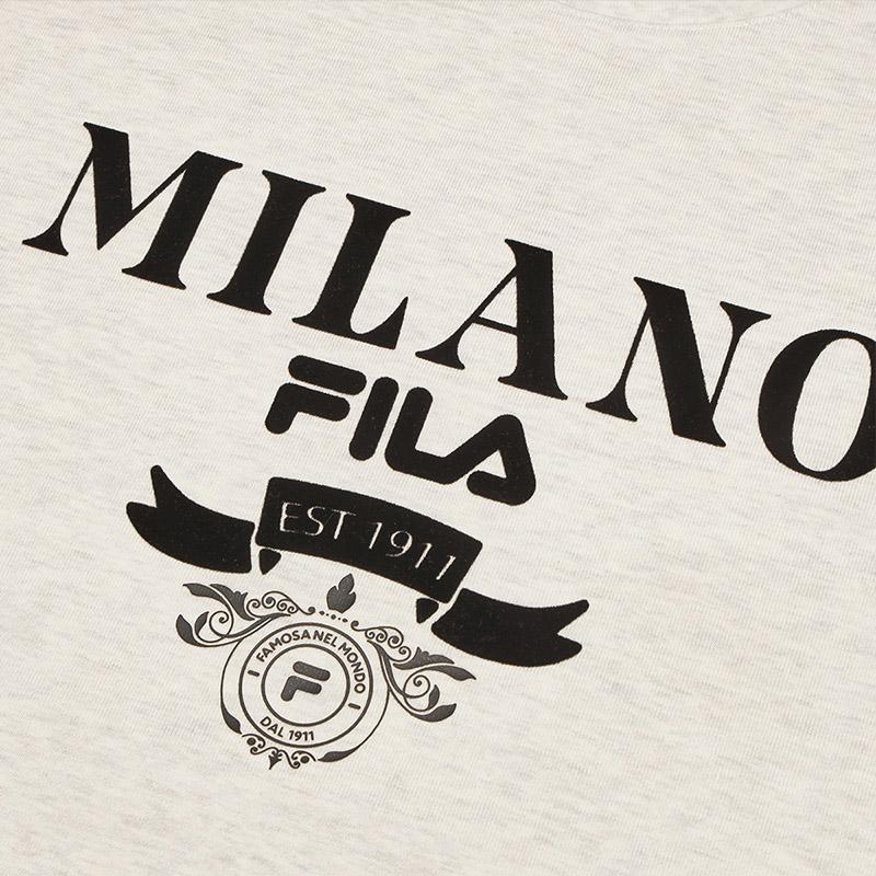 Fila Миланский Американский Винтаж Удобный Трикотаж Буква Короткий Рукав Футболка Мужские Топы Светло-Хаки Цветочный-Серый F11M515102FLK