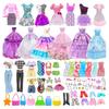 56Pcs Doll Clothes And Accessories Set Handmade Fashion Dresses Wedding Gowns Casual Outfits Top Pant