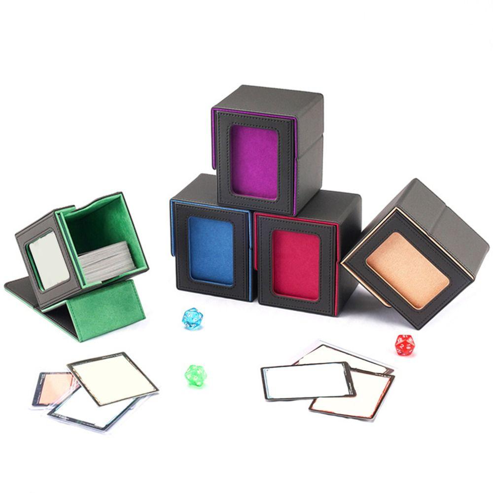 PU Leather Card Deck Box With Window Window Collection Box Fashion Card Stacking Storage Box