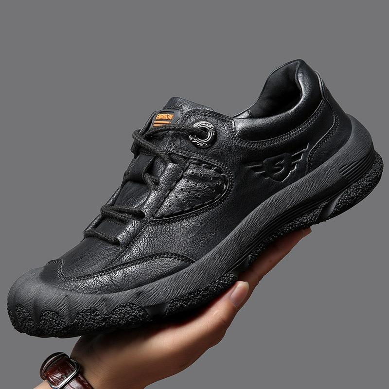 Casual Leather Shoes Men's Spring New Trend Lightweight Outdoor Sports Mountaineering Shoes Non-slip Hiking Shoes Men