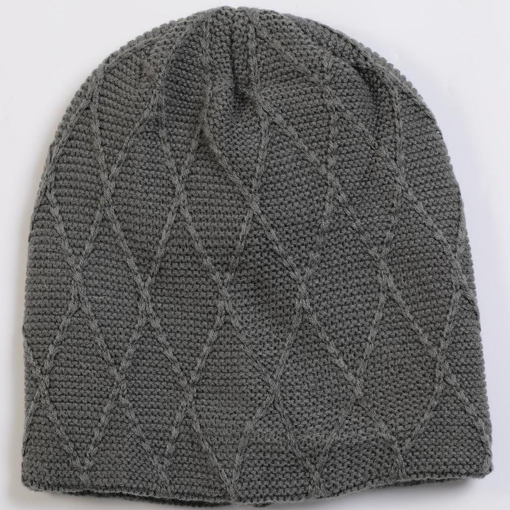 New Women's Knitted Pullover Hat Solid Color Mesh Diamond Plush Wool Cap Autumn Winter Ear Protection Pile Cap
