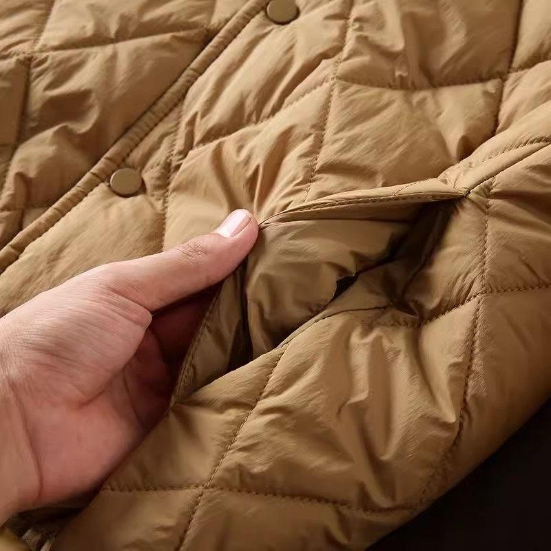 Warm Lightweight Waterproof Women's Quilted Jacket Stand Up Collar Diamond Cotton Coat Casual Loose Large Size Outerwear