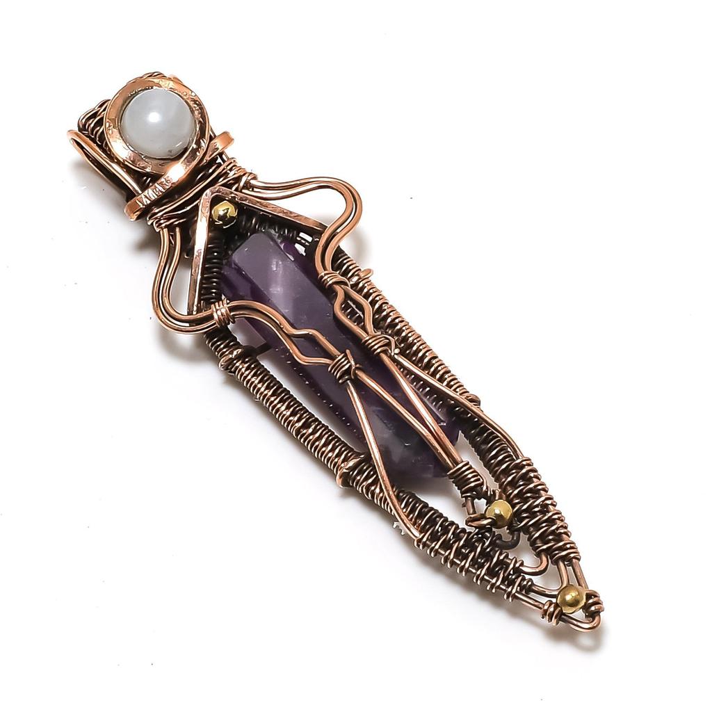 Sage Amethyst Pendant, Gemstone 999 Copper Wire Wrapped Jewelry Pendant, Handmade Jewelry Birthstone Pendant, Gift For Him