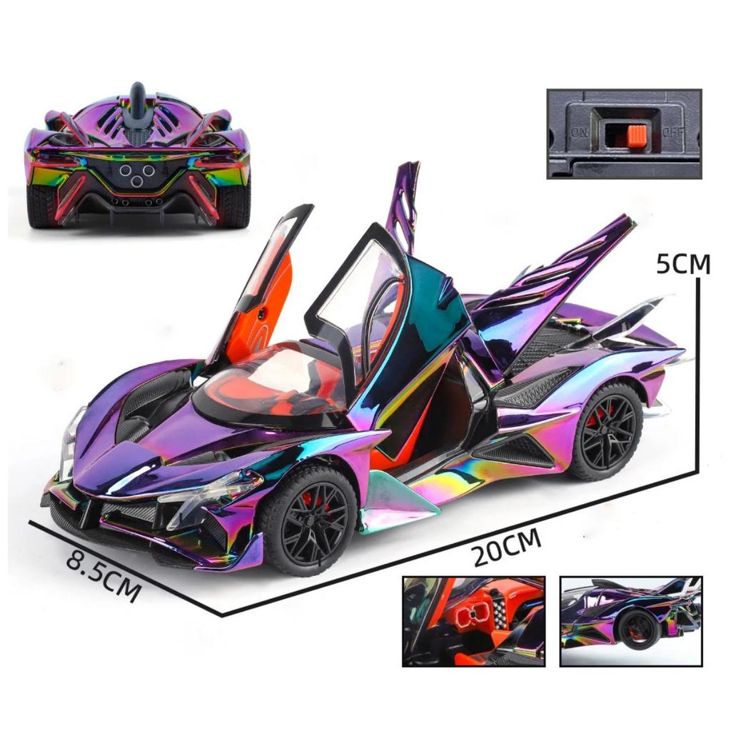 1/24 Apollo Project EVO Модель спортивного автомобиля из сплава Литые металлические Гальванизированные Гоночные автомобили Модель транспортных средств Звук Свет Детская игрушка Подарок