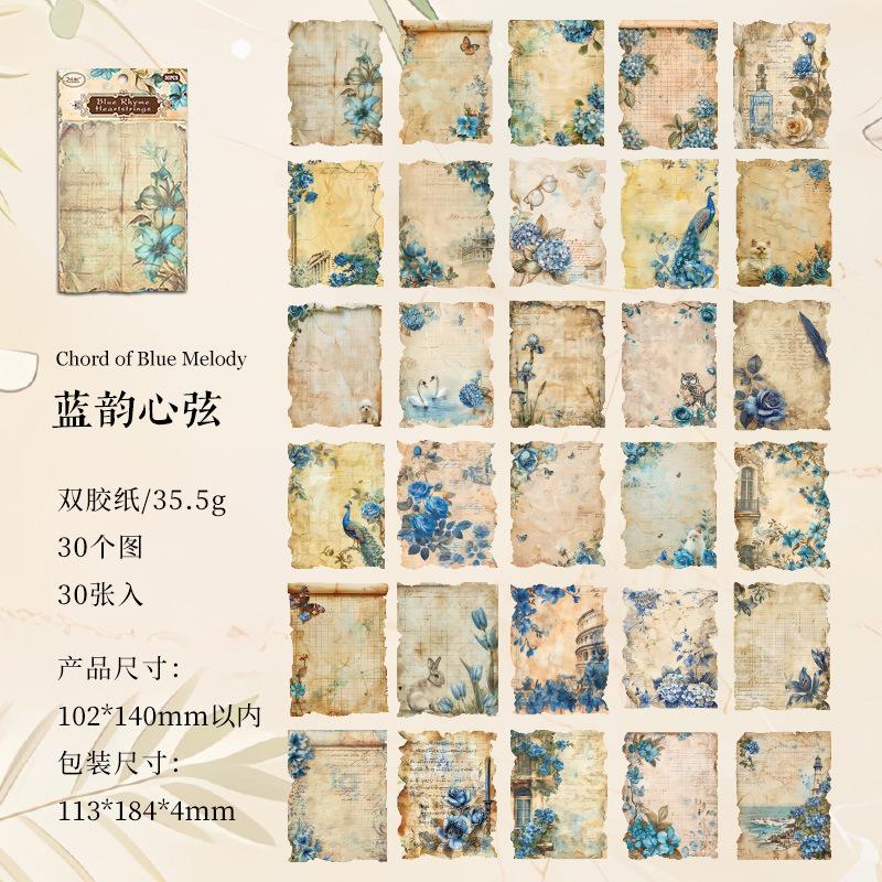 30-Sheet Vintage Flower Pattern Scrapbook Paper, Elegant Floral Designs & Smooth Surface, Easy to Cut for Handmade Cards