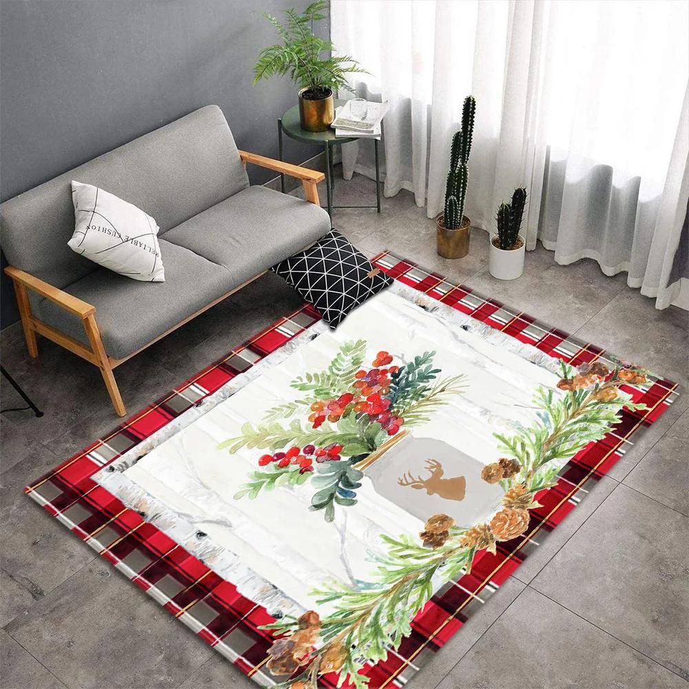 Christmas Santa Snowman Carpet for Living Room Decor Sofa Table Large Area Rugs Bedroom Bedside Floor Mat Christmas Decoration