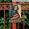 2D Flat, Vintage Patriotic Metal Sign Wall Art - 8x12 Inch Rustic American Flag Design with "Land of The Free" Text, Durable Aluminium Indoor/Outdoor