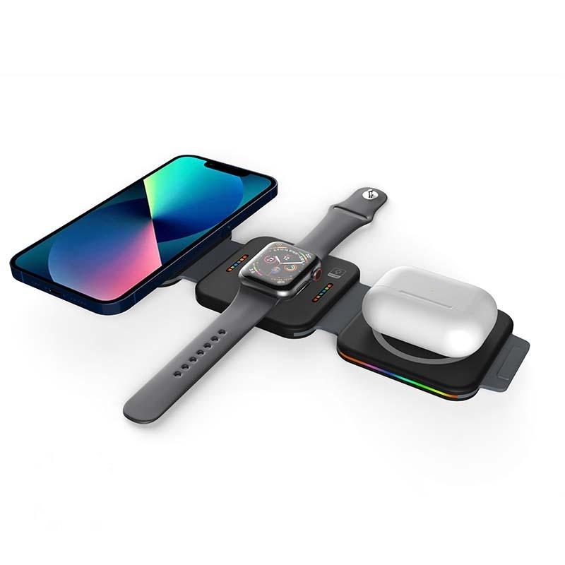 Складное магнитное беспроводное зарядное устройство 3 в 1 для iPhone 14, 13, 12, 11 Pro Max, Samsung, Huawei, Xiaomi, портативное быстрое зарядное устройство Qi для Apple Watch 8, 7, 6, AirPods