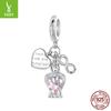 Pink Love Guardian Angel Pendant Accessories Romantic Love S925 Sterling Silver Bracelet Beaded