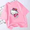 Летняя футболка с мультяшным принтом HelloKitty 2026 года, повседневная хлопковая футболка с коротким рукавом для взрослых и детей, милый кавайный стиль streetwear
