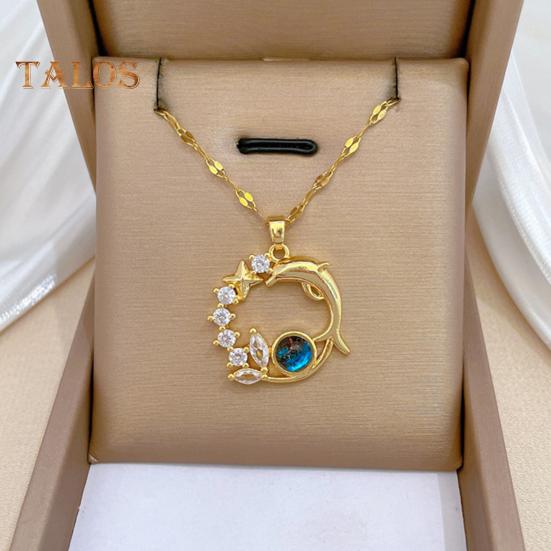 Ожерелье в виде звезды дельфина с кубическим цирконием, подвеска в виде планеты неба, ожерелье с изображением океанских животных, цепочка для ключицы, подарок для женщин