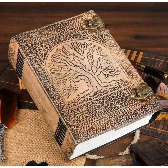 Большой кожаный журнал на 600 страниц, Древо жизни, кожаный блокнот, книга заклинаний