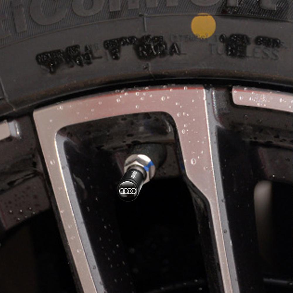 4Pcs 3D Metal Tire Valve Caps Car Tyre Air Stems Cover For Q1 Sline A3 8P 8L Quattro RS3 RS4 A4 A5 A6 A1 A7 A8 Q2 Q3 Q5 Q7 Q8
