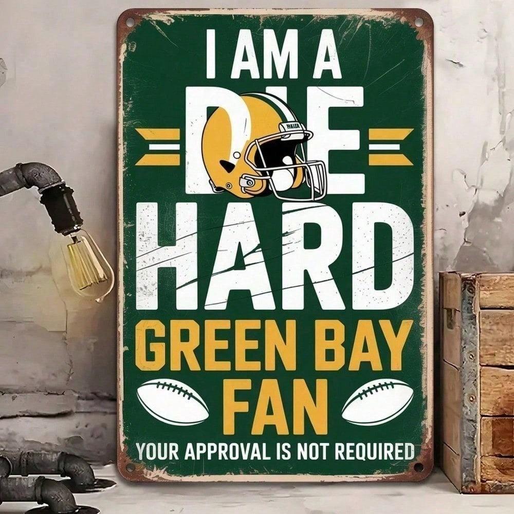 Green Bay Packers Metal Tin Sign 8x12 Inch Vintage Rustic Football Man Cave Wall Decor