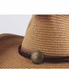 Men Straw Cowboy Hat Sun Hat Folding Western Wide Curved Brim with Adjustable Chin Strap Hat