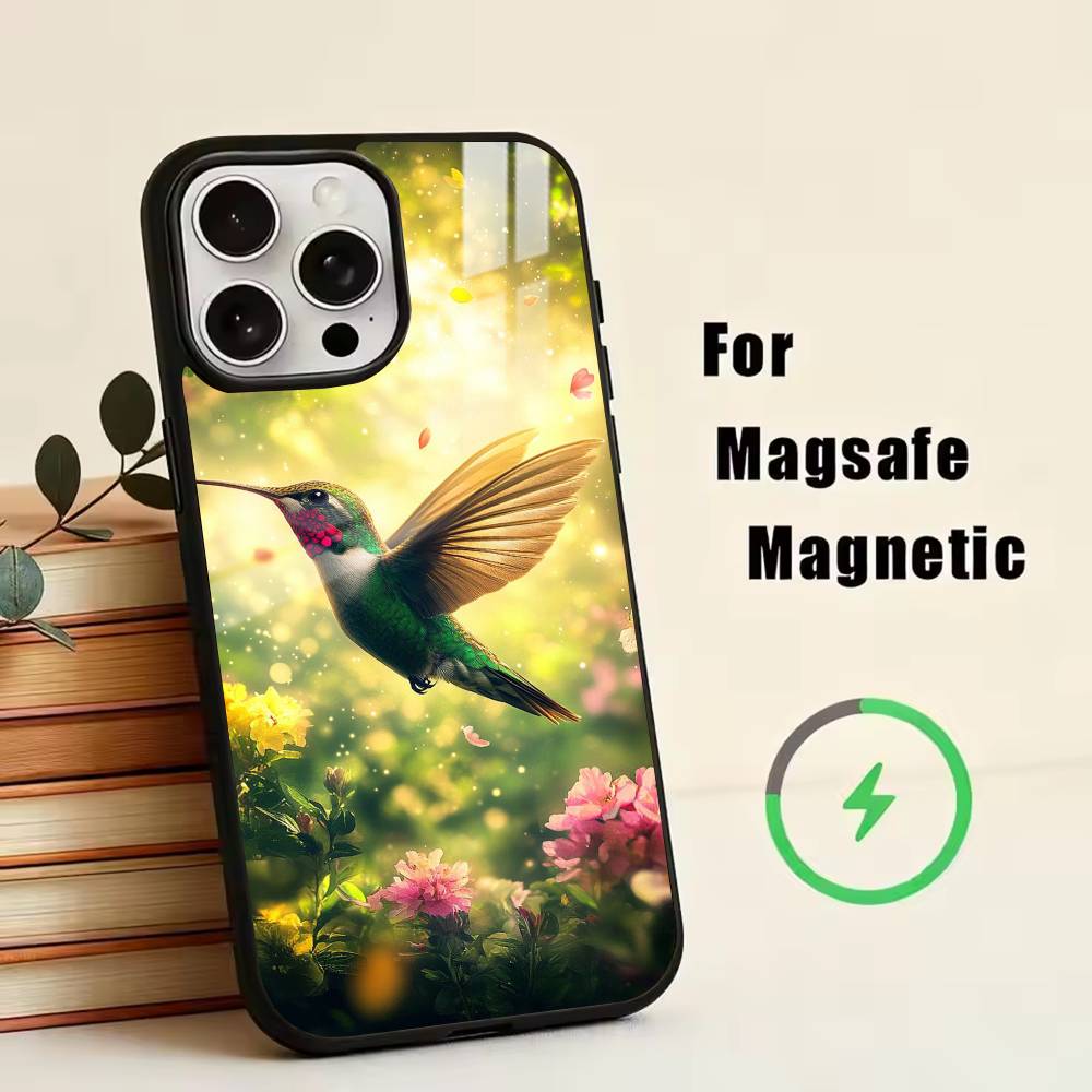 Красочная птица H-Жужжащая Чехол для телефона Для iPhone 17, 16, 15, 14, 13, 12, 11 Plus, Pro Магнитный Для Magsafe Беспроводная зарядка