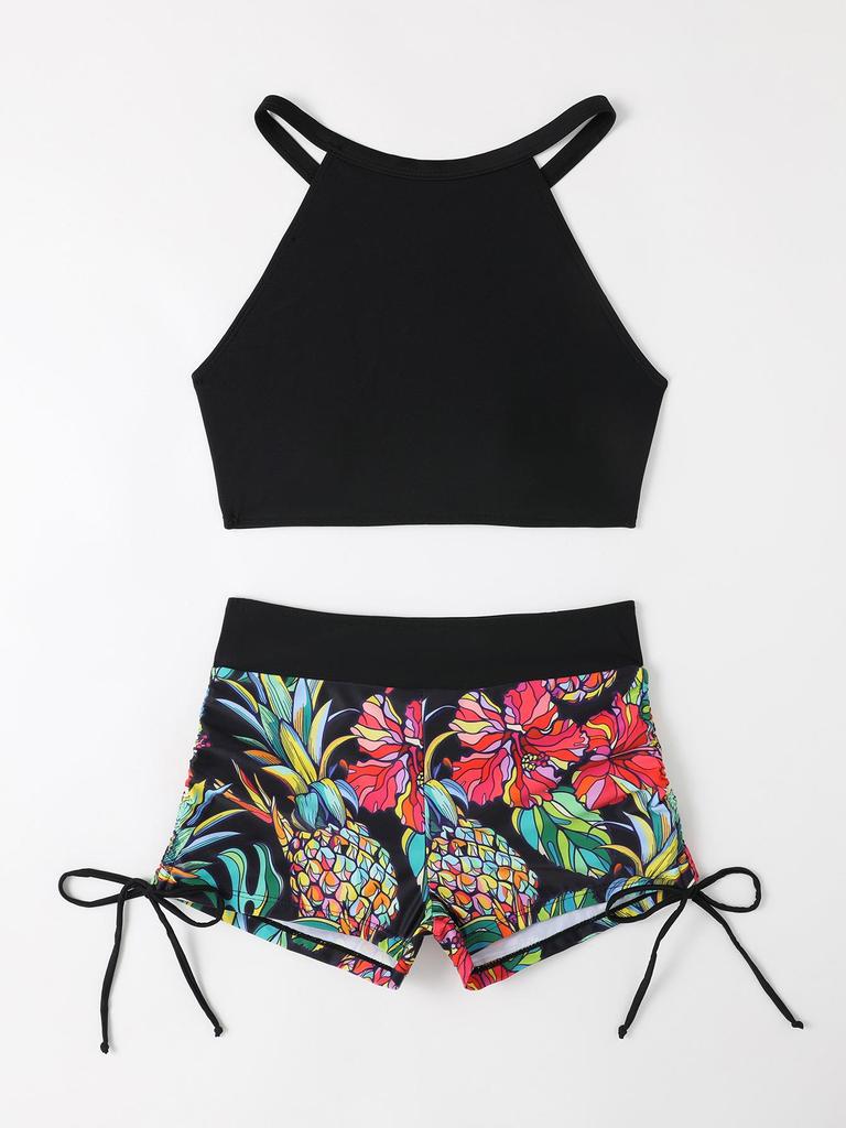 Европейское и американское спортивное бикини: Сексуальный кроп-топ-бандо с элегантной спинкой и раздельным дизайном купальника