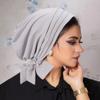 Pre-Tied Turban Chemo Cap Ruffle Islamic Cancer Headwear Scarf New Muslim Women Hijab Bonnet