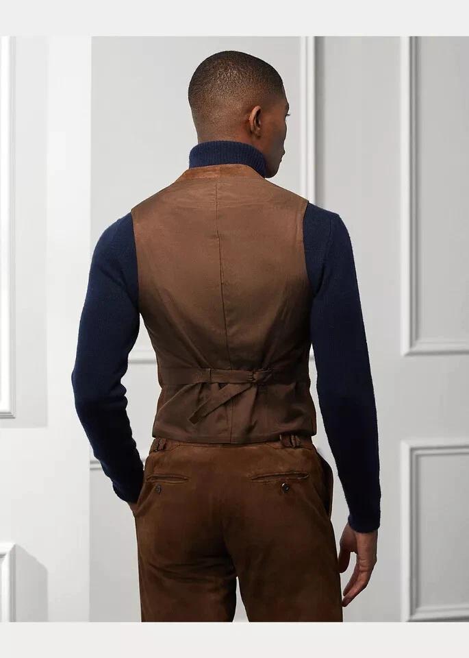 Носите формальные байкерские модные стильные мужские брюки из коричневой замши повседневные