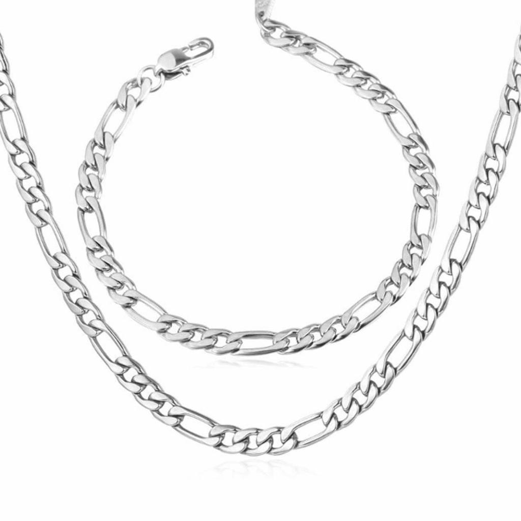 Мужской браслет-цепочка и колье-цепочка, серебряный браслет и колье-цепочка, набор подарочных ювелирных аксессуаров, цепочка