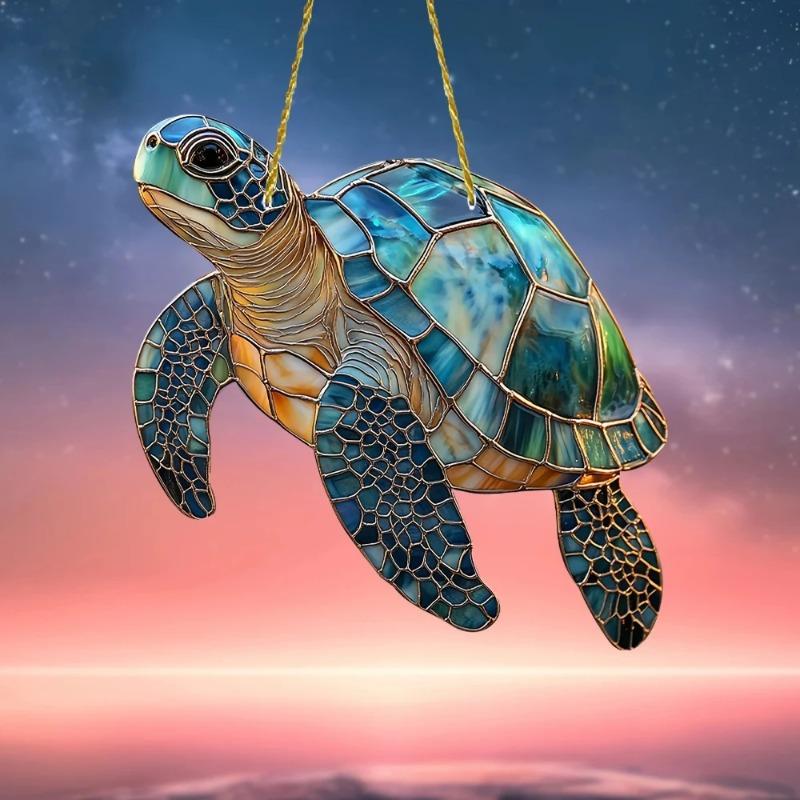 Painted Acrylic Material Myth Fire Phoenix Tortoise SUN CATCHER Glass Lacquer Window Hanging Decoration Porch Hanging Decoration