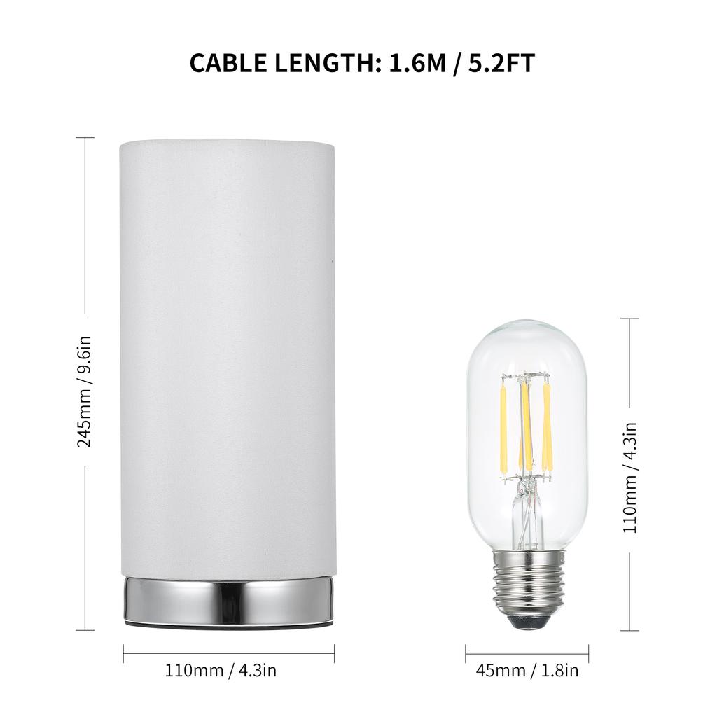 Touching Control Table Light Bedside 3 Way Dimmable Desk Lamp Modern Nightstand Night Lamp with