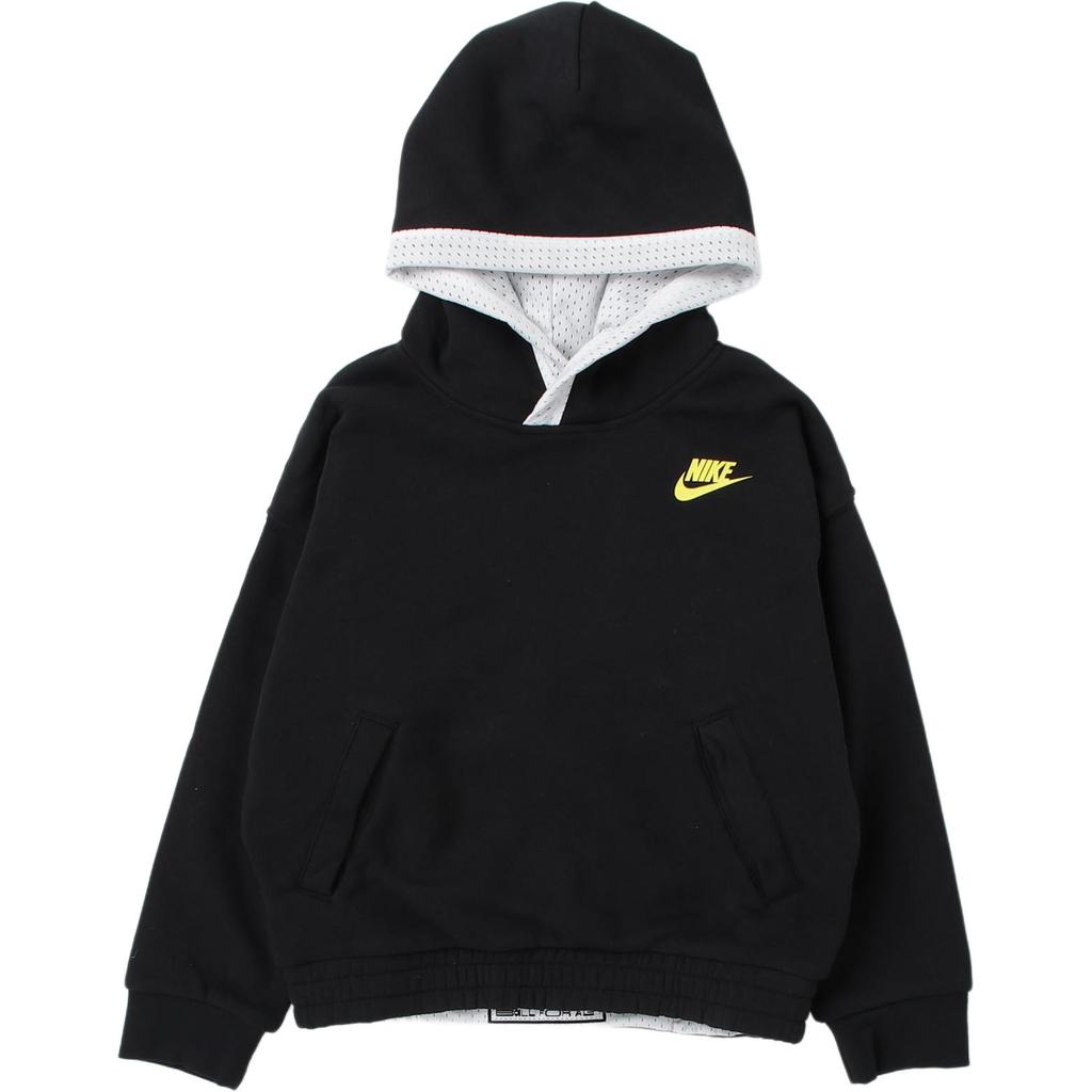 Nike Двусторонняя толстовка с капюшоном и принтом логотипа в виде буквы, детские топы, цвет черный, белый DX5518-010