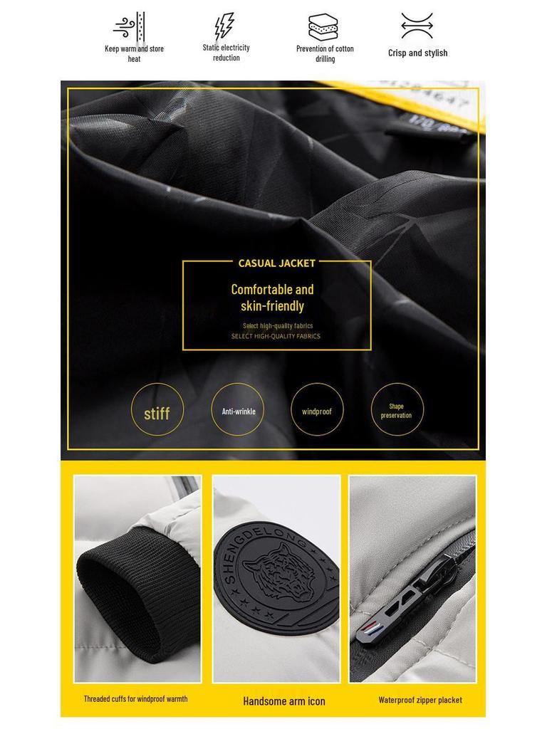 2024 Winter Men's Plus Size Cotton Workwear Jacket - Windproof and Small-Padded