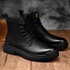 High Top Genuine Leather Men Boots Breathable British Formal Dress Shoes Luxury Ankle Boots for Mens Motorcycle Boots Work Boots