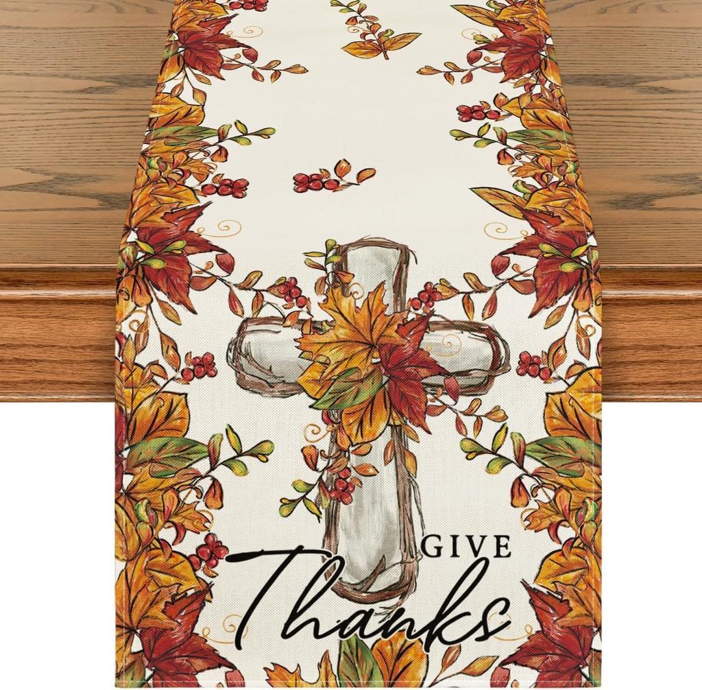 Дорожка для обеденного стола с кленовым листом и тыквой на День благодарения, для домашней кухни, для столовой, для вечеринки, моющаяся, многостильная