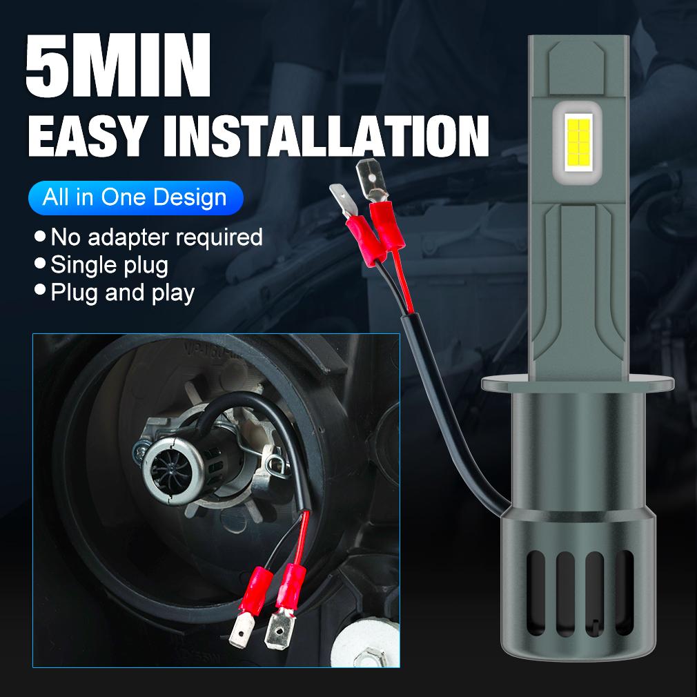 2 шт. H1 H3 светодиодные лампы для фар 60 Вт 20000LM 6500K H27 880 881 CSP для автомобиля мини-фары дальнего света авто диодные противотуманные фары 12 В автомобильные