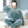 Пижама женская трехслойная утолщенная и милая зимняя можно носить больших размеров теплая стеганая домашняя одежда