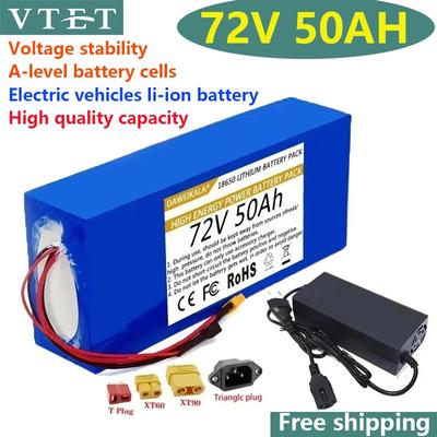 VTET 2024 72 В 50-20 Ач 18650 литиевая аккумуляторная батарея 84 В BMS 3000 Вт высокой мощности + бесплатное зарядное устройство 3 А
