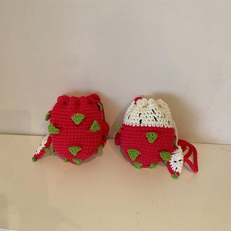 Knitted Charming Childrens Bag With Adorable Dragon Fruit Design For Boys Girls And