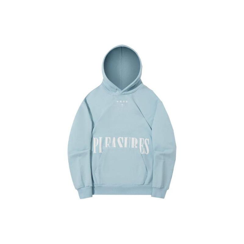 Li Ning X Pleasures Худи с капюшоном и принтом Letters Свободный крой Унисекс Топы Синий AWDTC01-2