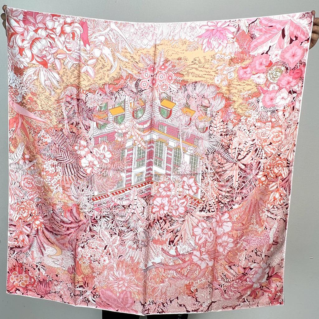 Шелковый твиловый шарф Silk Road в черно-белом французском стиле для весны/лета