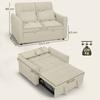 2 Seater Sofa Bed, 3-in-1 Convertible Sleeper Sofa with Click-clack Adjustable Backrest and 2 Pillows, Light Brown