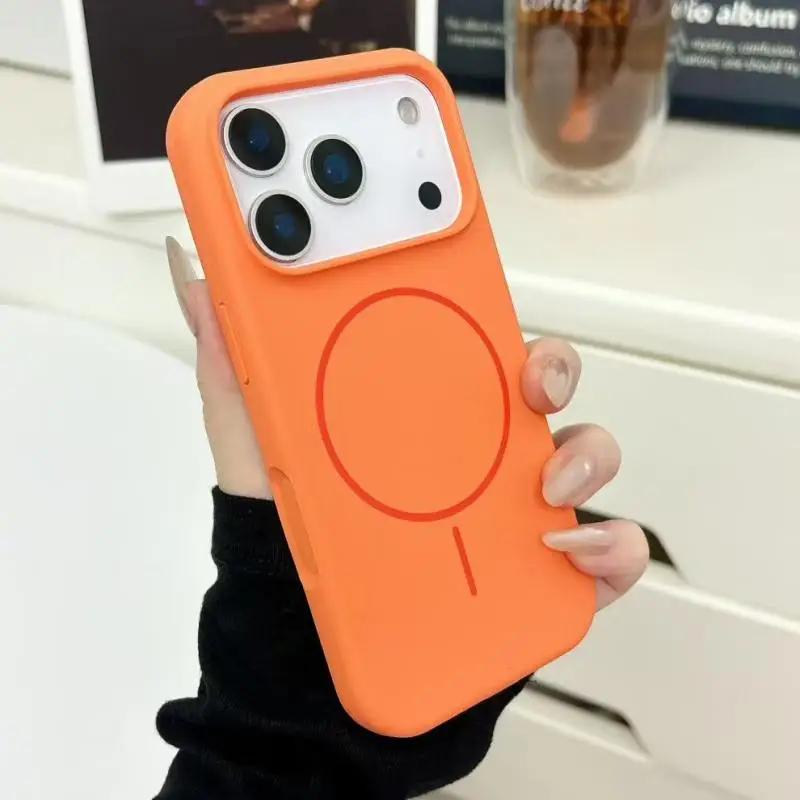 Официальный однотонный чехол для телефона из жидкого силикона Magsafe для IPhone 17 Pro Max 17 Pro 17 Air Магнитная беспроводная зарядка Чехол