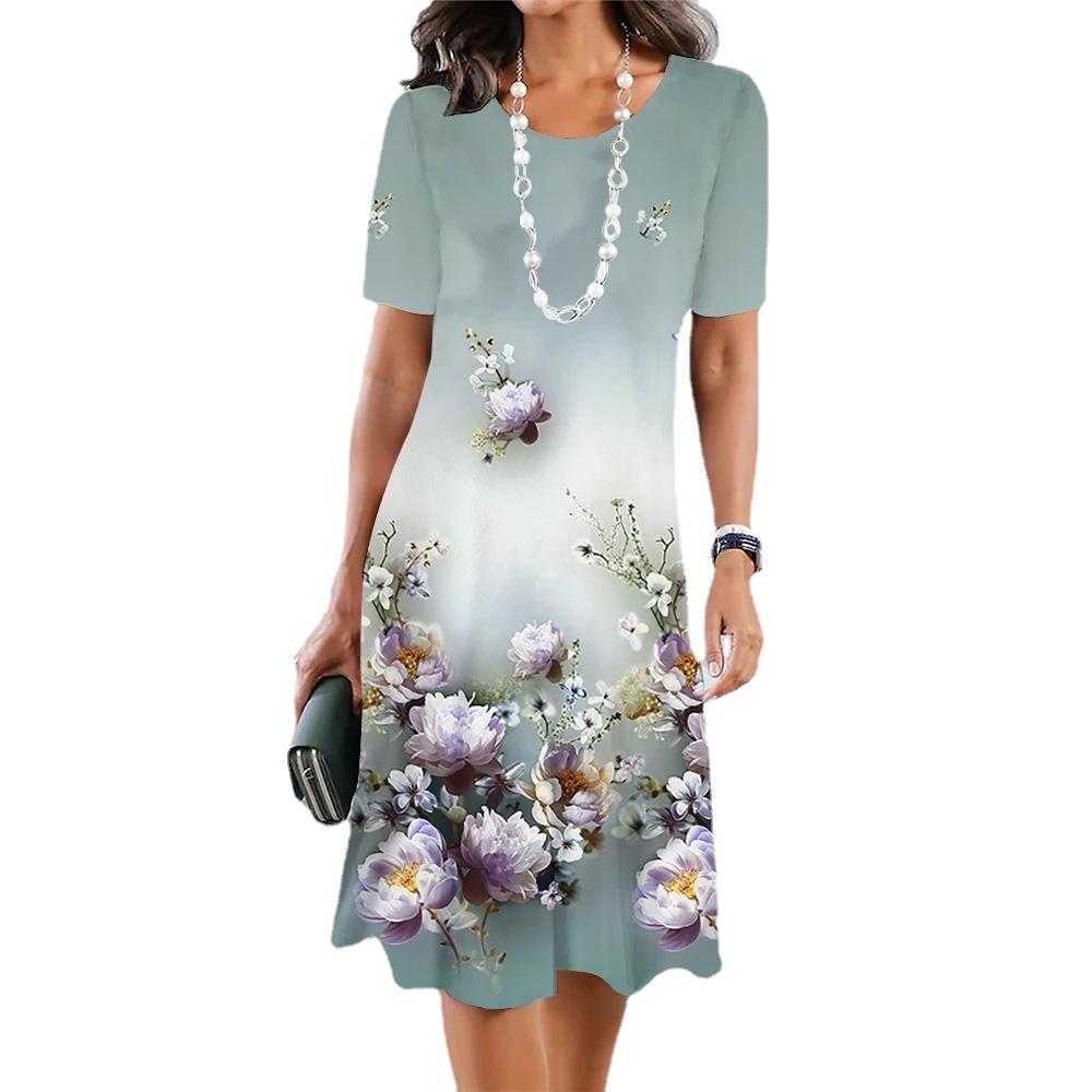 YYFS Women's Fashion Summer Spring Short Sleeve O-Neck Casual Dresses