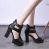 Женские сандалии, простые модные пикантные однотонные туфли на высоком каблуке, элегантное платье для банкета и вечеринки, женские туфли на высоком каблуке в римском стиле на высоком каблуке