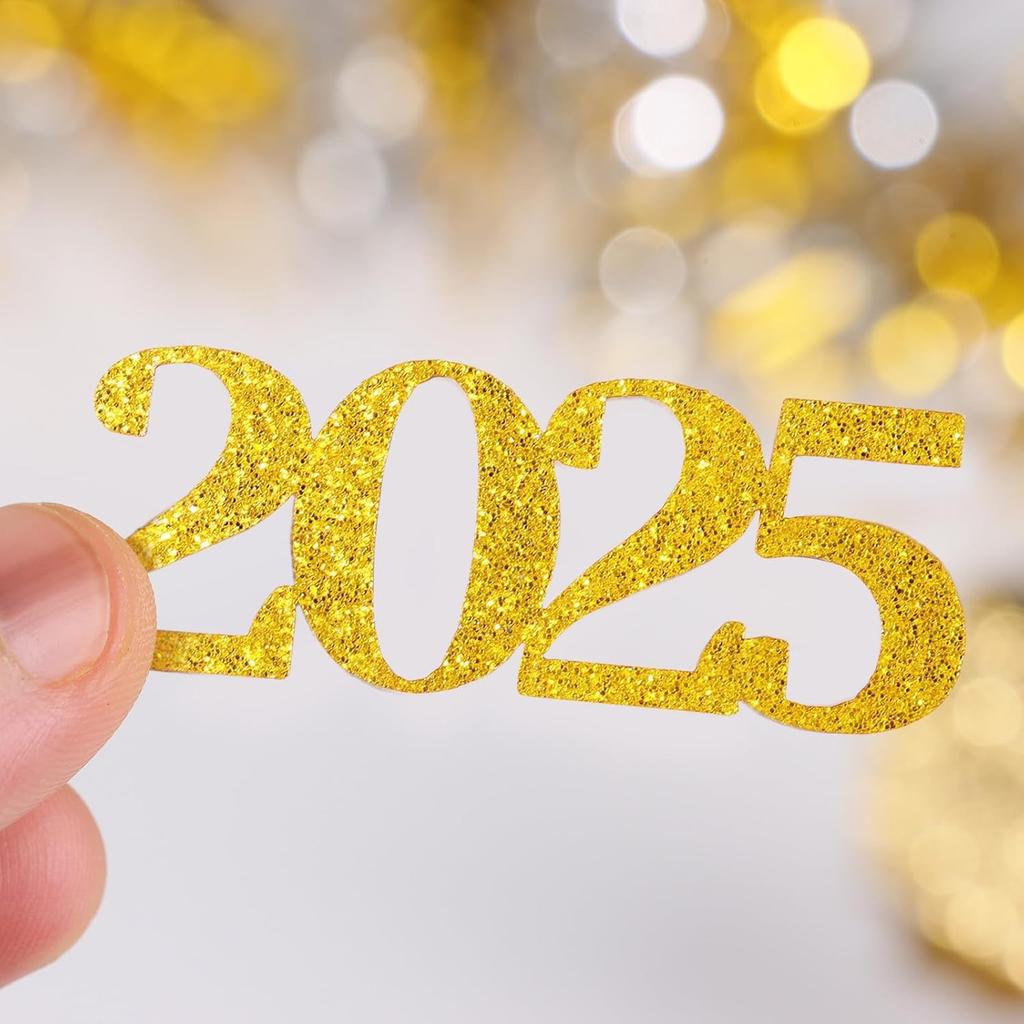 100 шт. Конфетти на выпускной для стола 2025 Большие Блестящие Черно-Золотые Конфетти для Выпускного Вечеринки Настольные Украшения