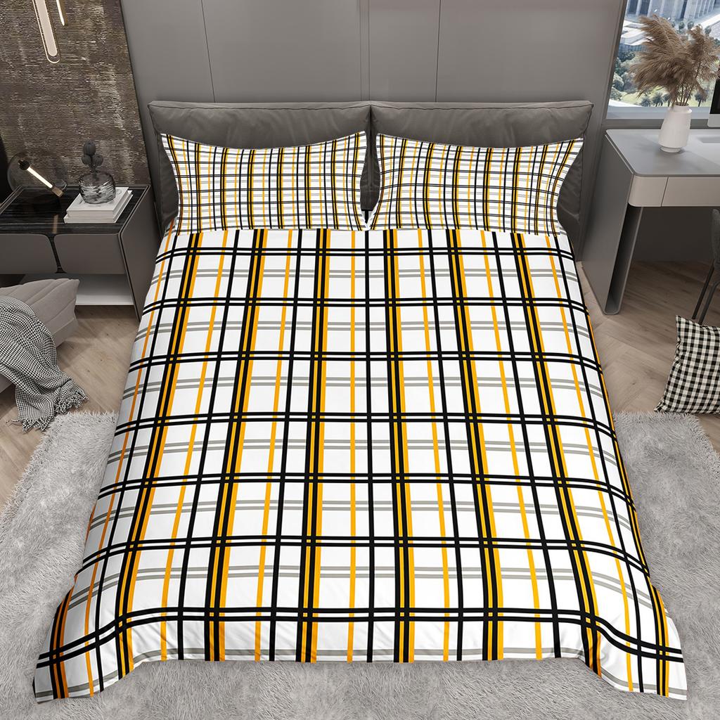 Comforter Homewish Colorful Plaid Modern Minimalist Set Geometric Checkered Bedding Set